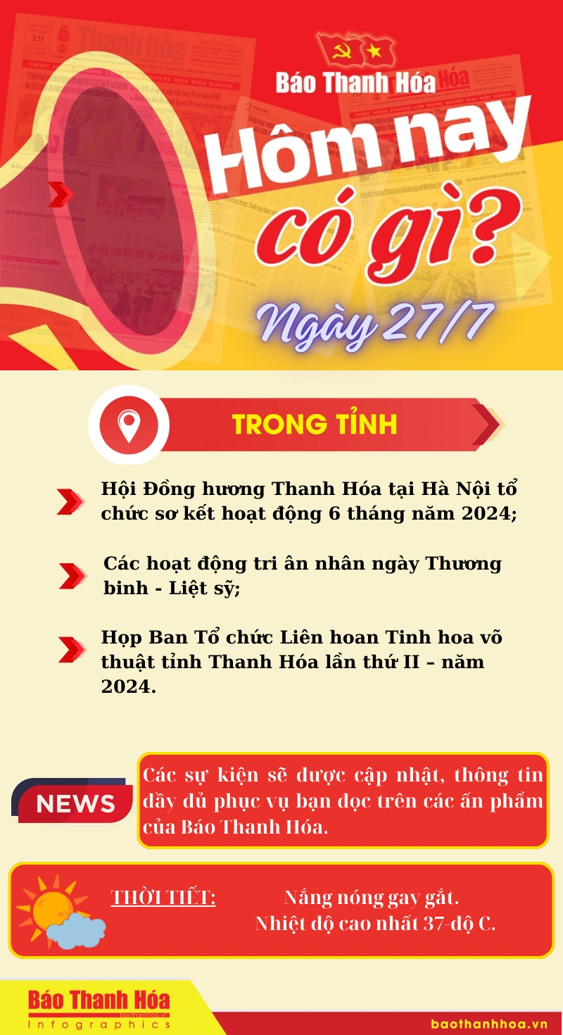 Hôm nay có gì? - Sự kiện nổi bật ngày 27/7/2024