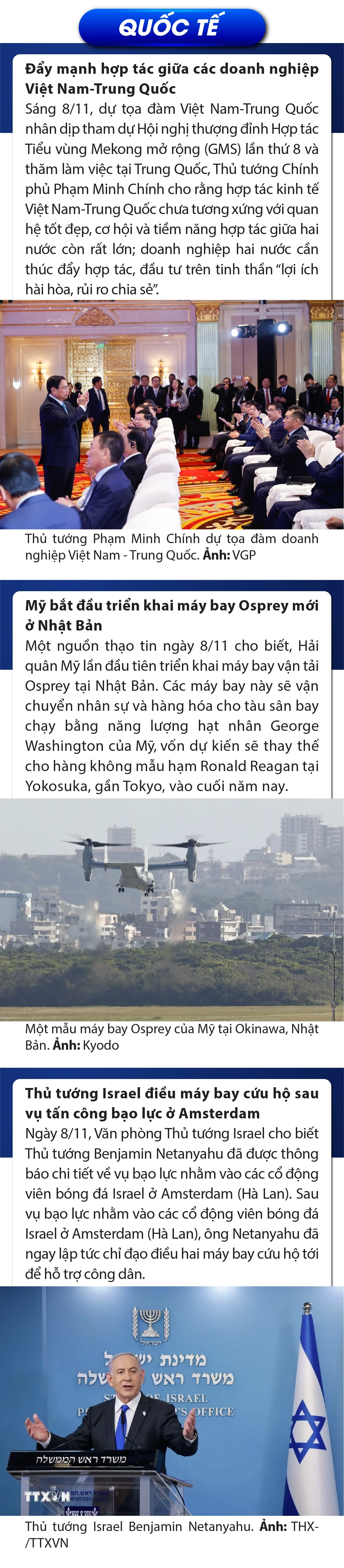 Sự kiện nổi bật trong nước, quốc tế ngày 8/11