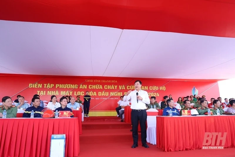 Tổng duyệt diễn tập phương án chữa cháy và cứu nạn, cứu hộ tại Nhà máy Lọc hoá dầu Nghi Sơn