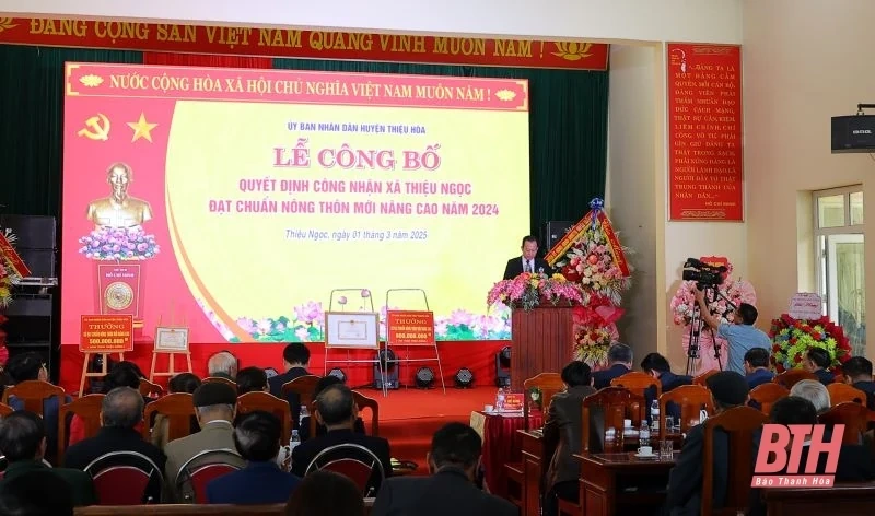 Thiệu Ngọc công bố quyết định công nhận xã đạt chuẩn nông thôn mới nâng cao