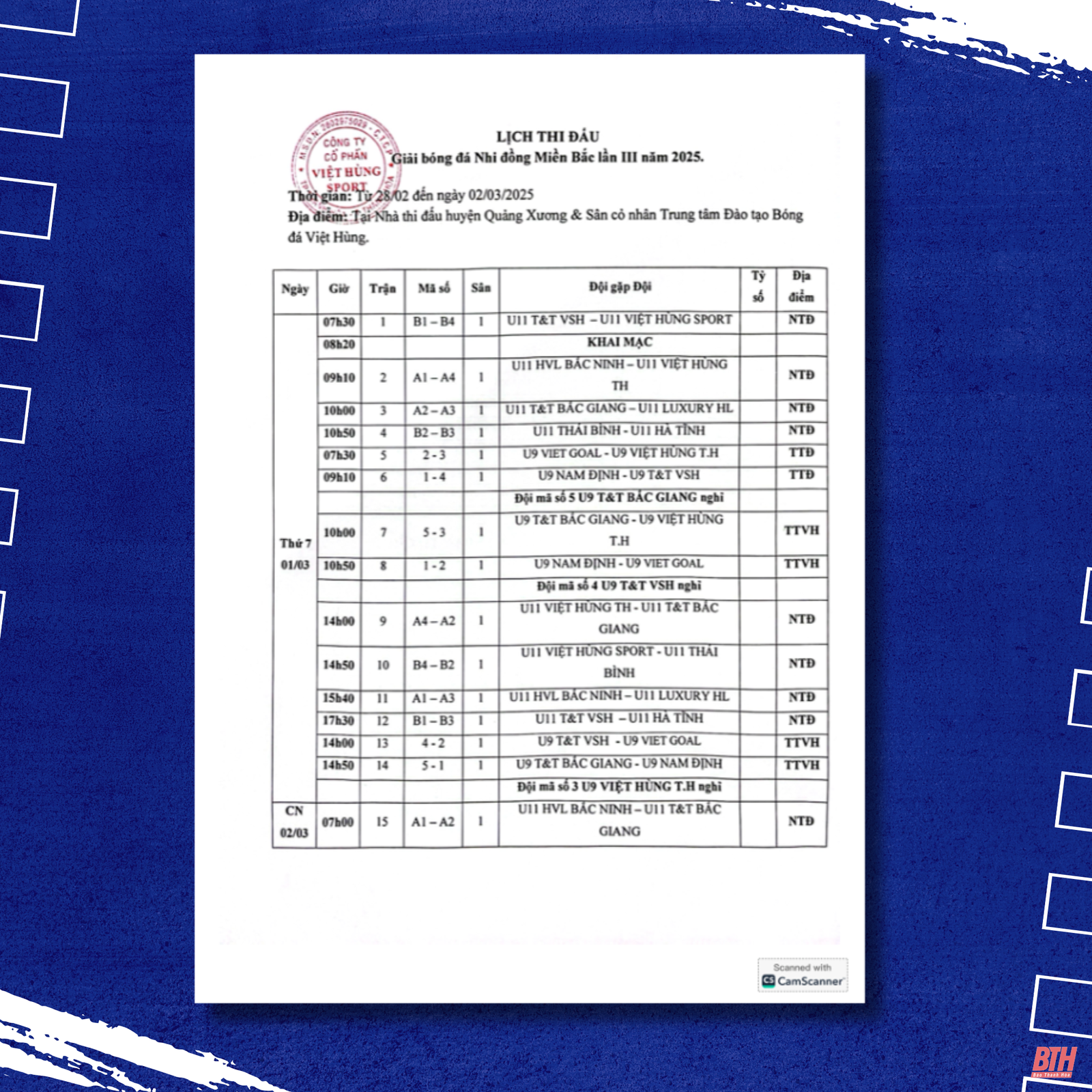 Khai mạc Giải bóng đá Nhi đồng miền Bắc lần thứ III