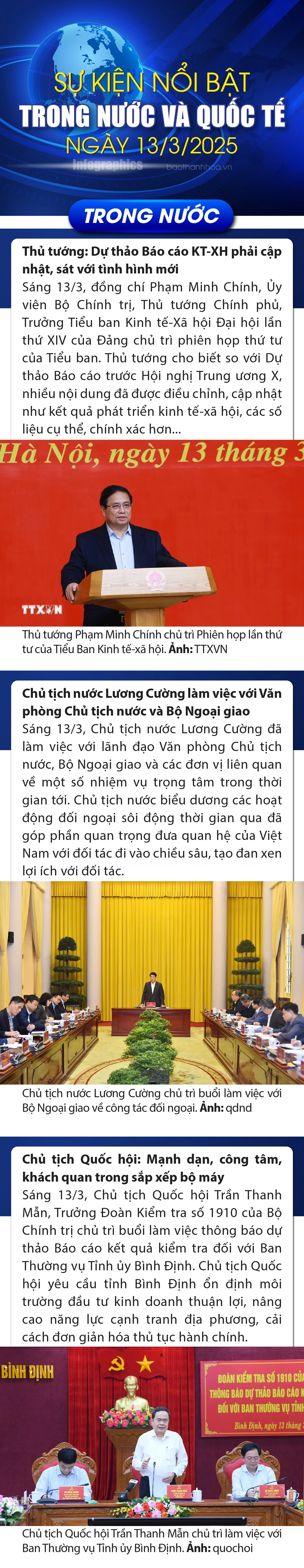 Sự kiện nổi bật trong nước, quốc tế ngày 13/3/2025