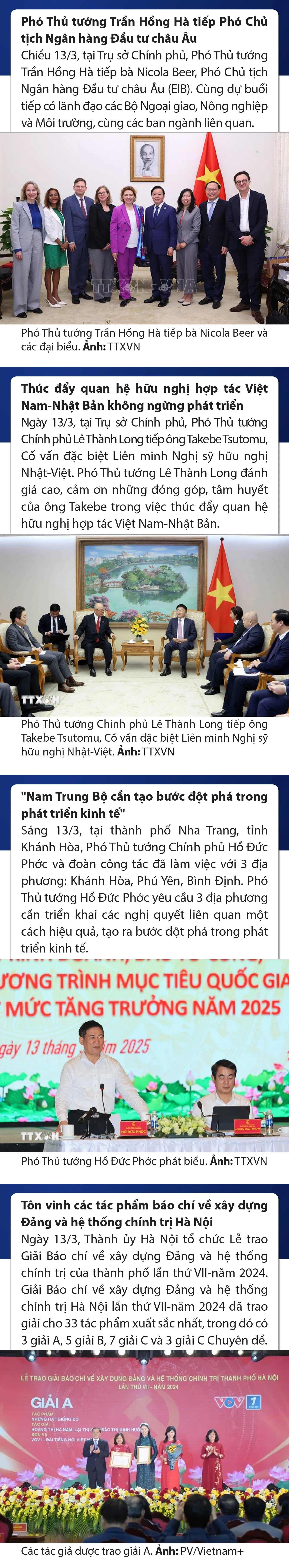 Sự kiện nổi bật trong nước, quốc tế ngày 13/3/2025