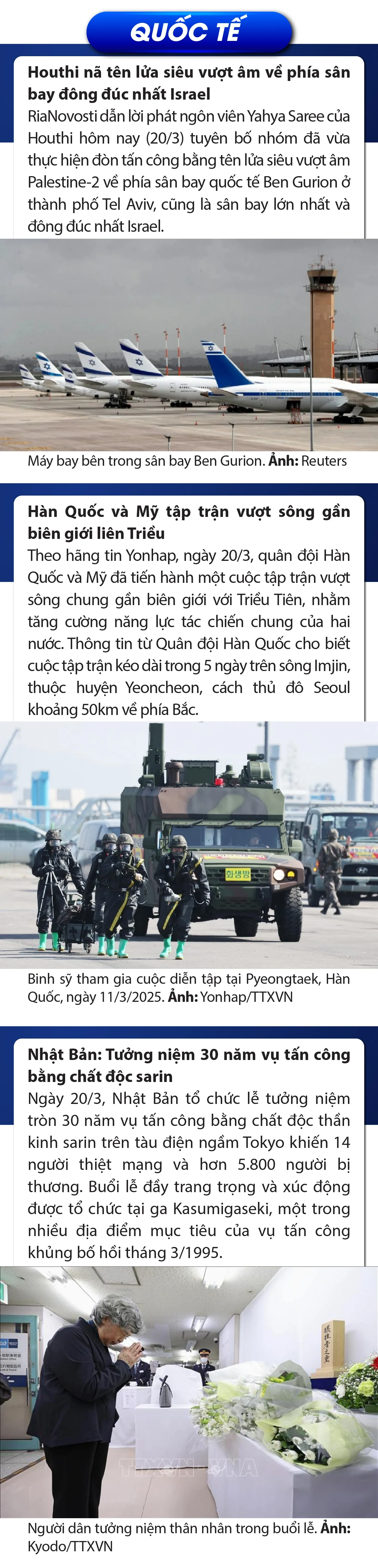 Sự kiện nổi bật trong nước, quốc tế ngày 20/3/2025