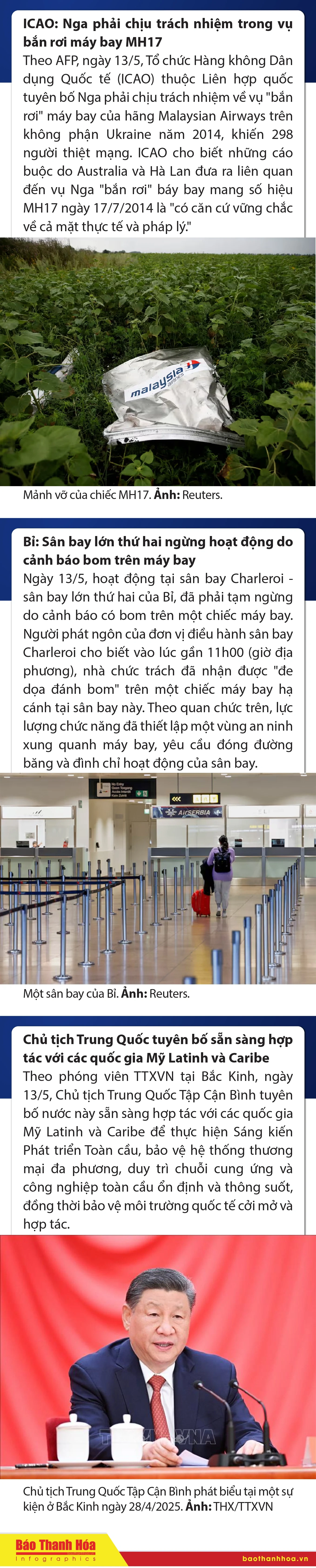 Sự kiện nổi bật trong nước, quốc tế ngày 13/5/2025