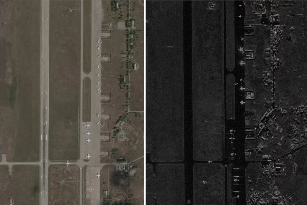 Hình ảnh vệ tinh cho thấy cuộc tấn công của Ukraine đã phá hủy máy bay Nga