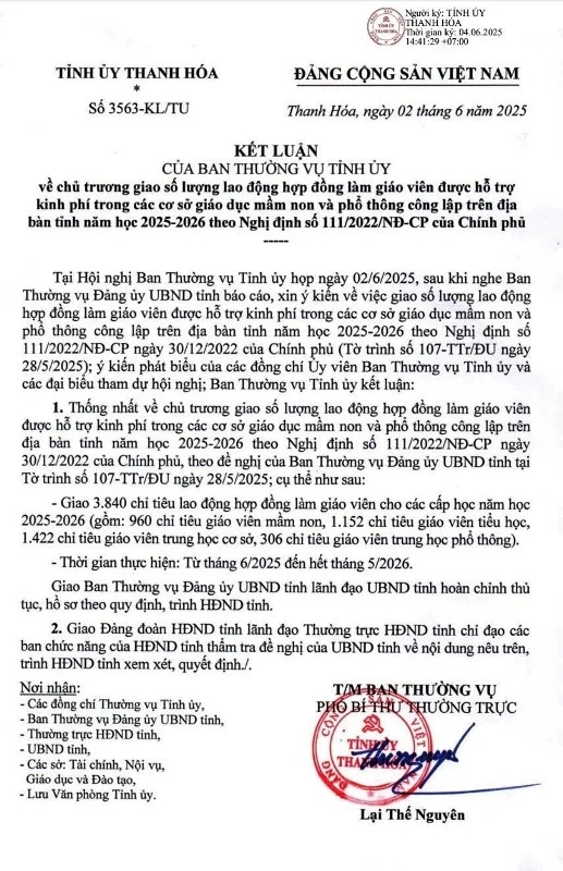 Hơn 3.800 giáo viên hợp đồng theo Nghị định số 111 được ký hợp đồng 12 tháng