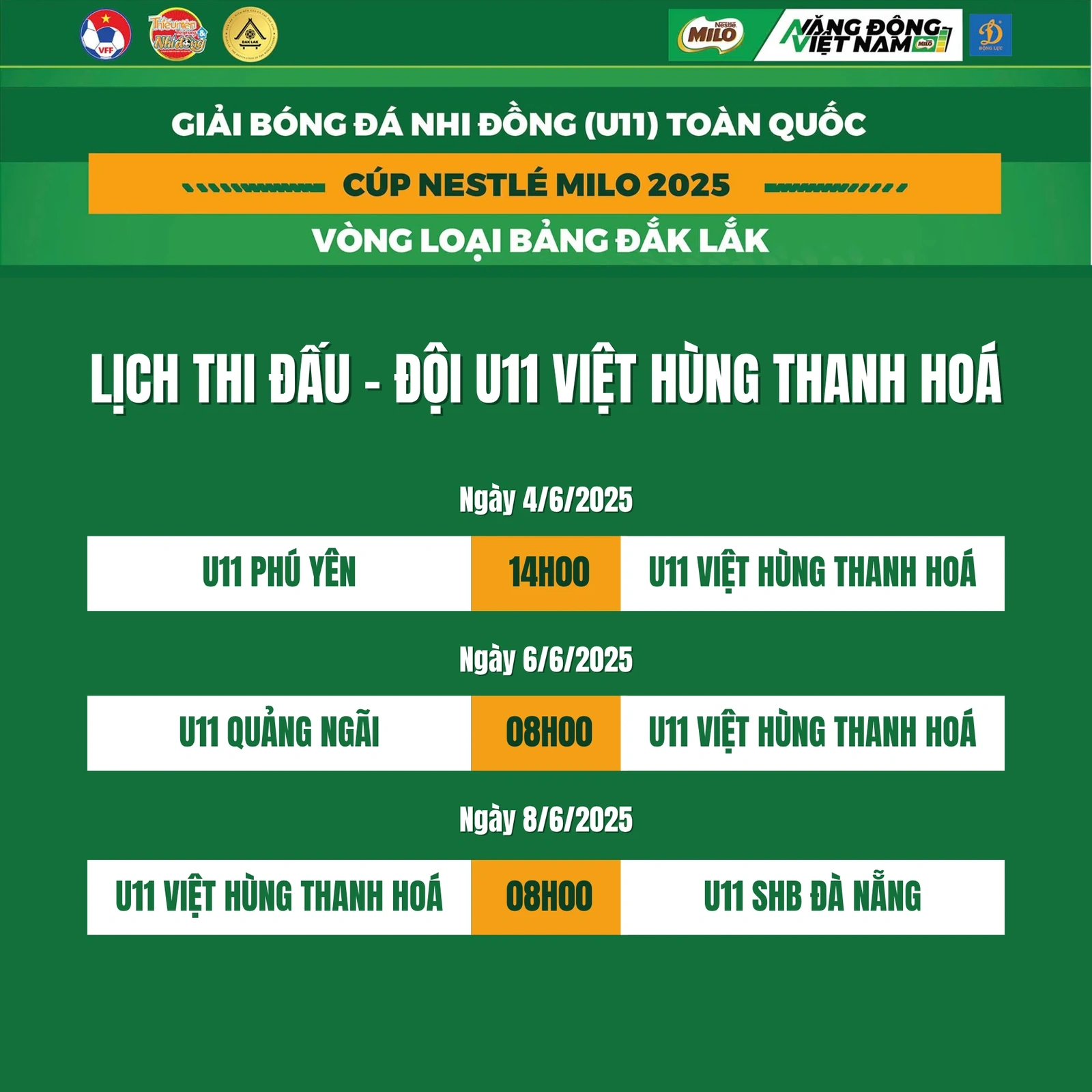 U11 Việt Hùng Thanh Hóa vào bảng đấu vừa sức tại vòng loại giải Bóng đá Nhi đồng toàn quốc 2025