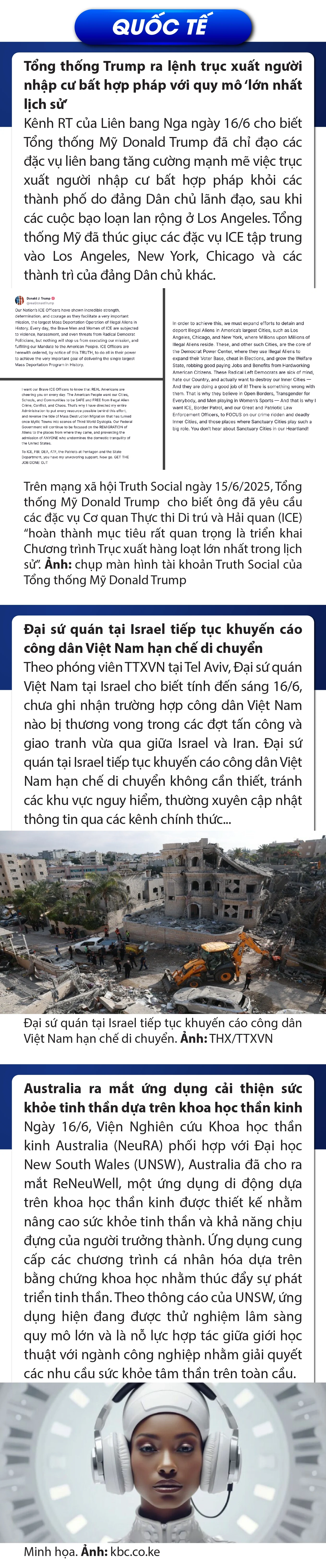 Sự kiện nổi bật trong nước, quốc tế ngày 16/6/2025