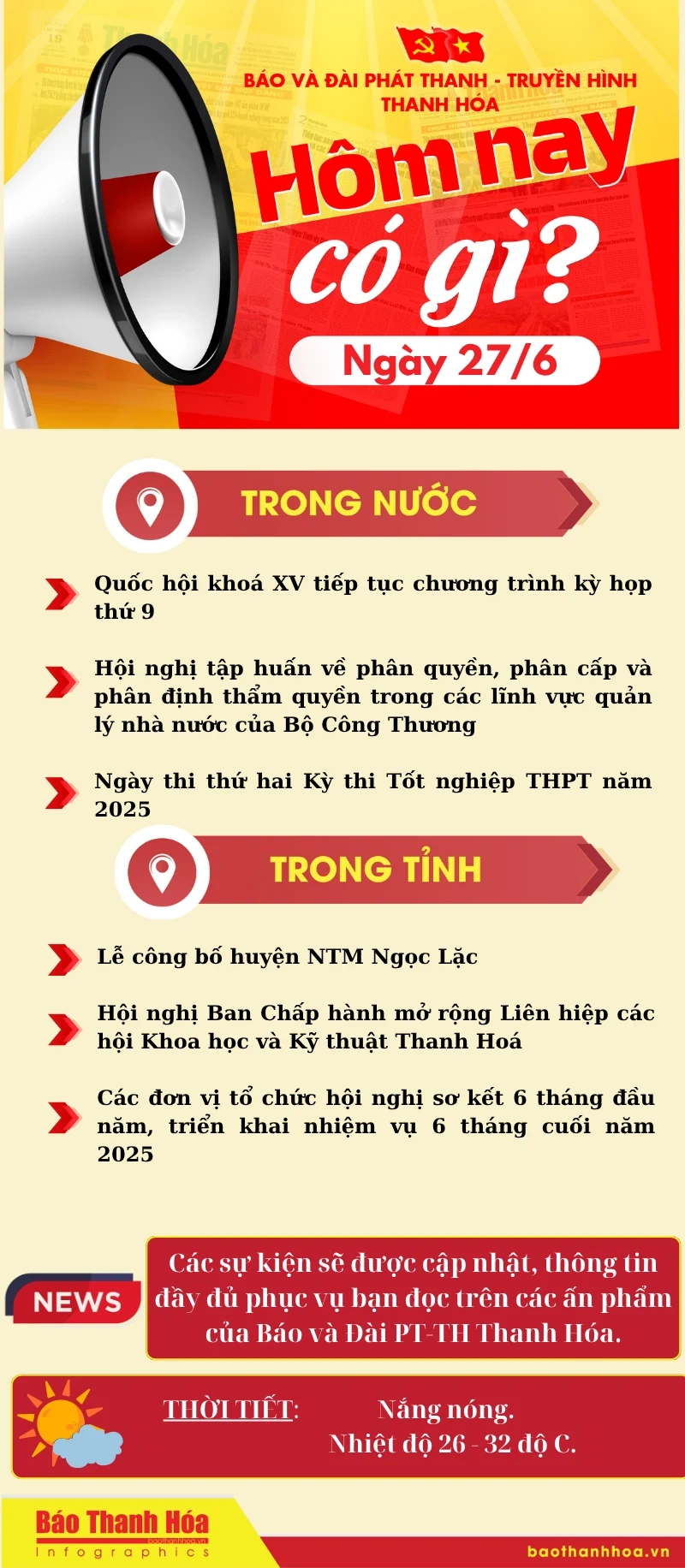 Hôm nay có gì? - Sự kiện nổi bật ngày 27/6/2025