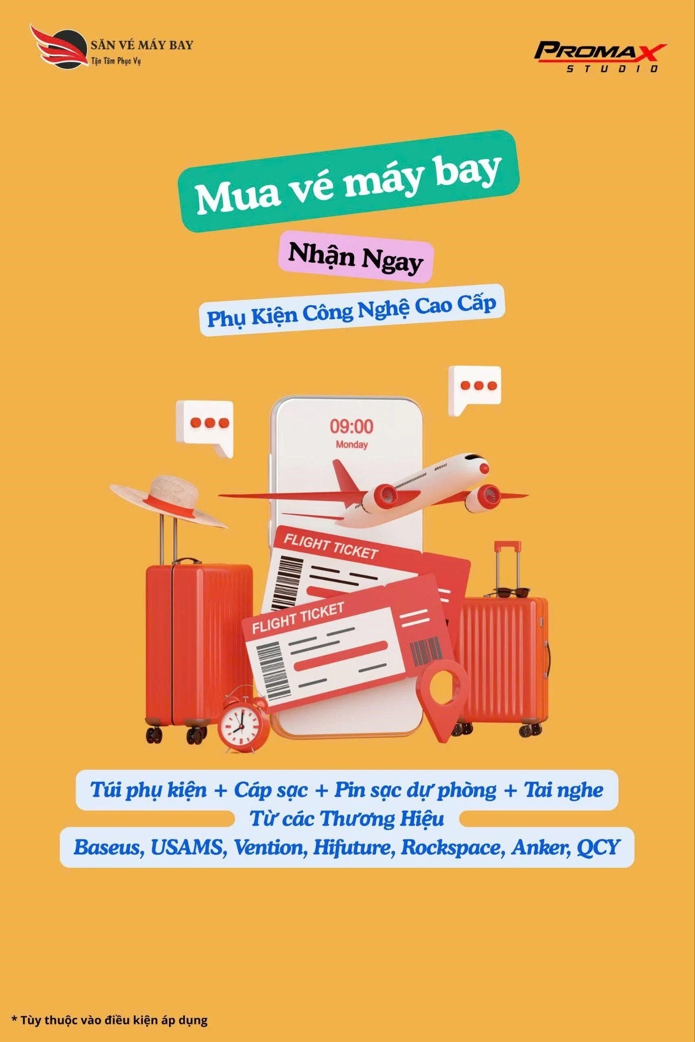 Đặt vé máy bay – tặng ngay phụ kiện công nghệ cao cấp promax