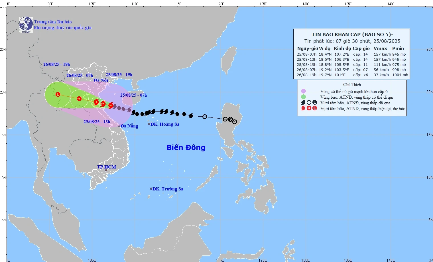 Dự báo 19h hôm nay, bão số 5 vào đất liền Thanh Hóa - Hà Tĩnh