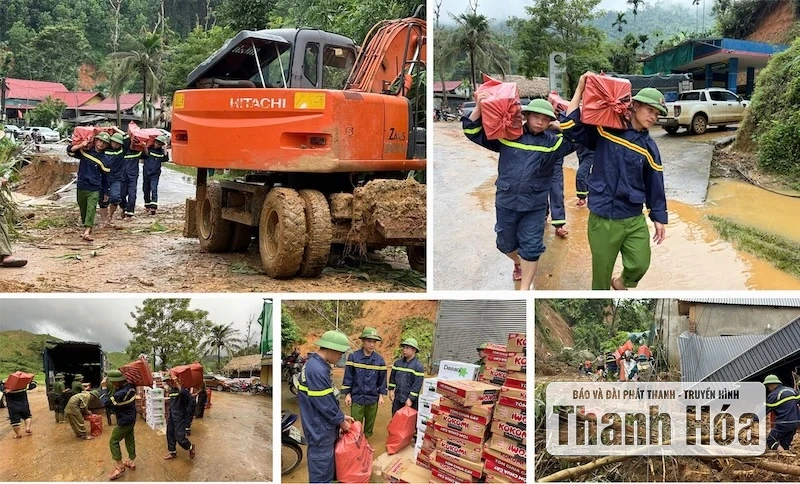 Lực lượng Công an vượt núi, băng rừng tiếp tế lương thực, thực phẩm cho 520 hộ dân bị cô lập