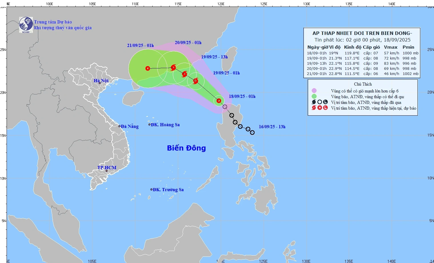 Thời tiết ngày 18/9: Áp thấp nhiệt đới đã đi vào Biển Đông; Thanh Hóa mưa dông