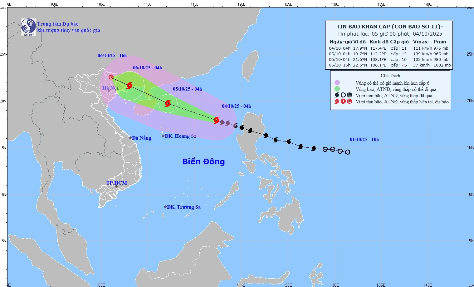 Bão số 11 tiếp tục tăng cấp, cách Hoàng Sa 570km