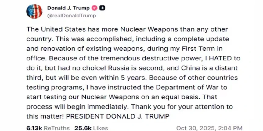 Nga xem xét khả năng nối lại thử nghiệm hạt nhân