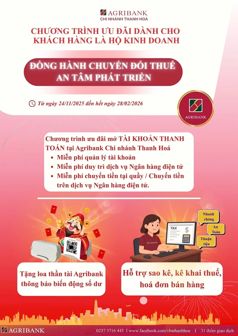 Agribank Thanh Hóa đồng hành chuyển đổi thuế - an tâm phát triển