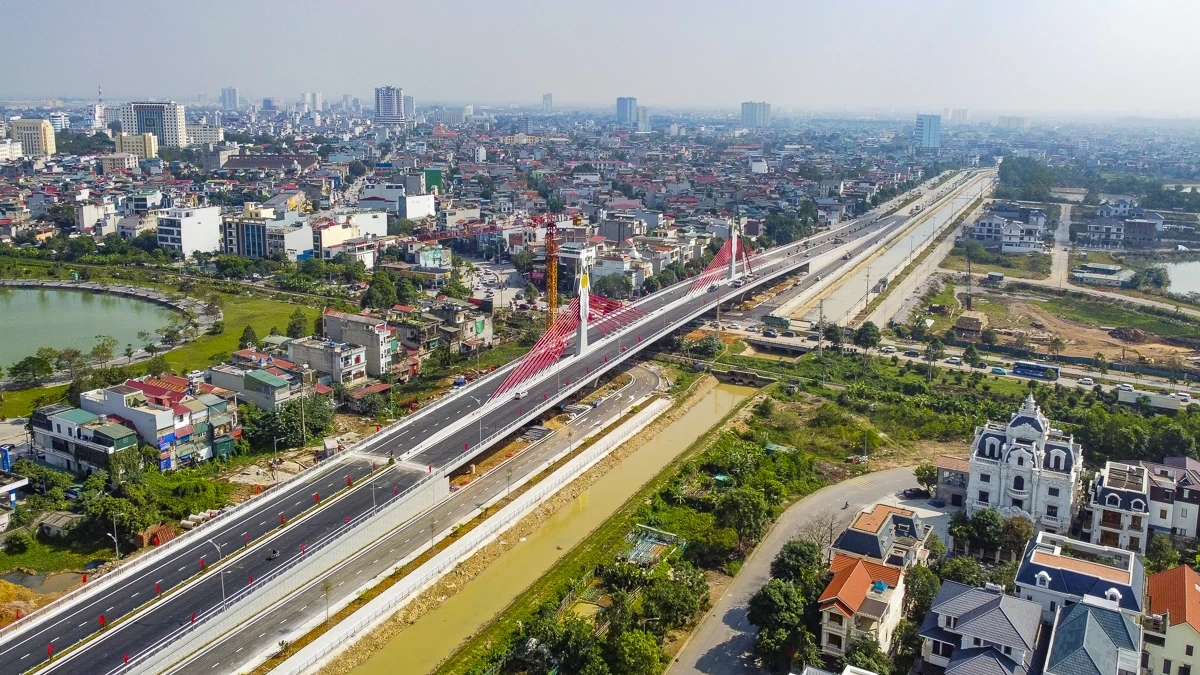 Hình hài cây cầu dây văng đầu tiên vượt đường sắt Bắc - Nam tại Thanh Hóa