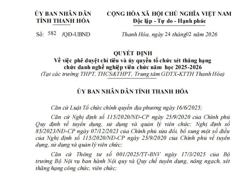3.100 chỉ tiêu giáo viên được xét thăng hạng chức danh nghề nghiệp