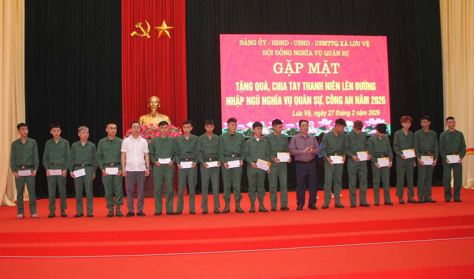 Xã Lưu Vệ gặp mặt thanh niên tham gia nghĩa vụ quân sự, công an năm 2026