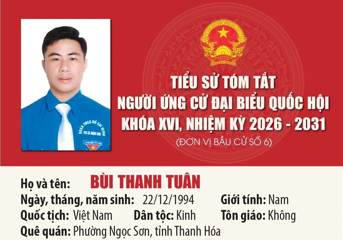 Tiểu sử ứng cử viên Đại biểu Quốc hội khóa XVI Bùi Thanh Tuân