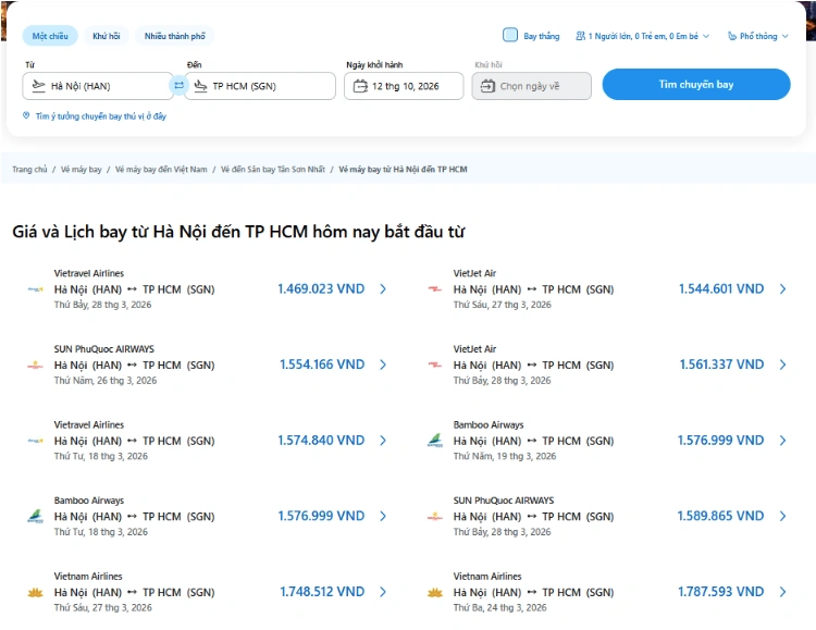 Hơn 60 chuyến bay mỗi ngày giữa Hà Nội và TP.HCM, xu hướng đặt vé online tăng mạnh
