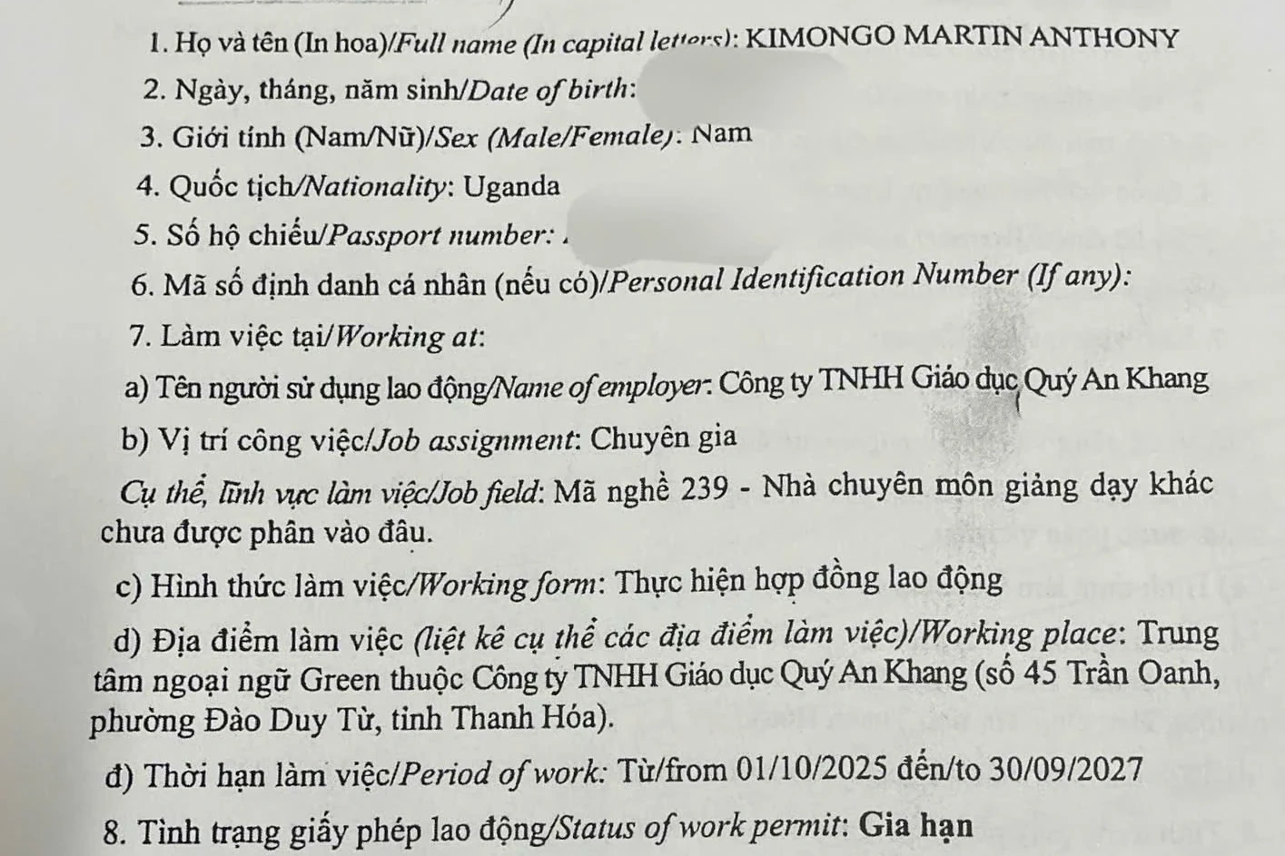 Vi phạm trong sử dụng giáo viên nước ngoài tại cơ sở Mầm non