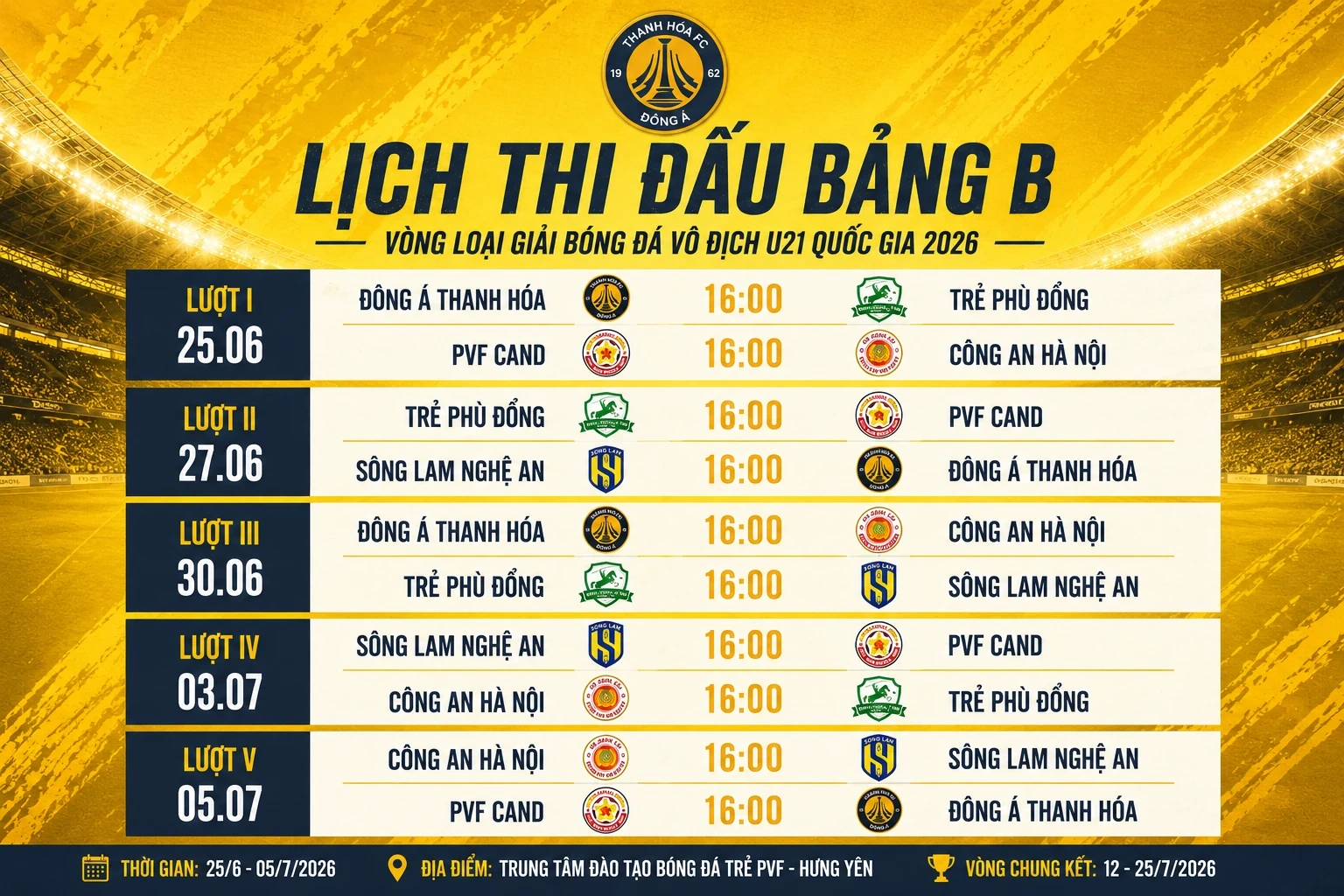 U21 Đông Á Thanh Hóa quyết tâm giành vé dự VCK quốc gia với lực lượng trẻ nhất giải