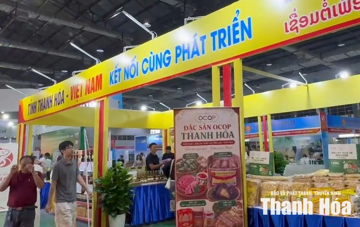 Gian hàng Thanh Hóa tham gia Hội chợ Thương mại Việt - Lào 2026 thu hút sự quan tâm 