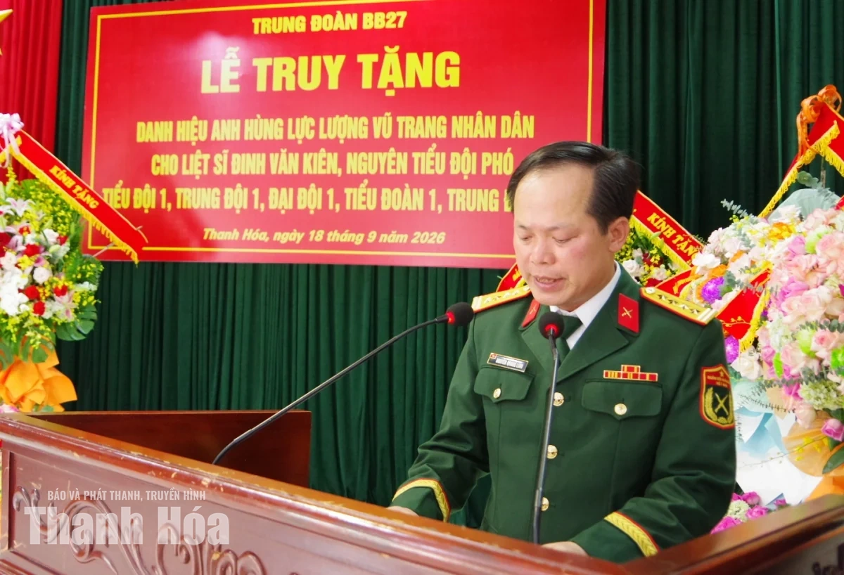 Truy tặng danh hiệu Anh hùng LLVT Nhân dân cho liệt sĩ Đinh Văn Kiên