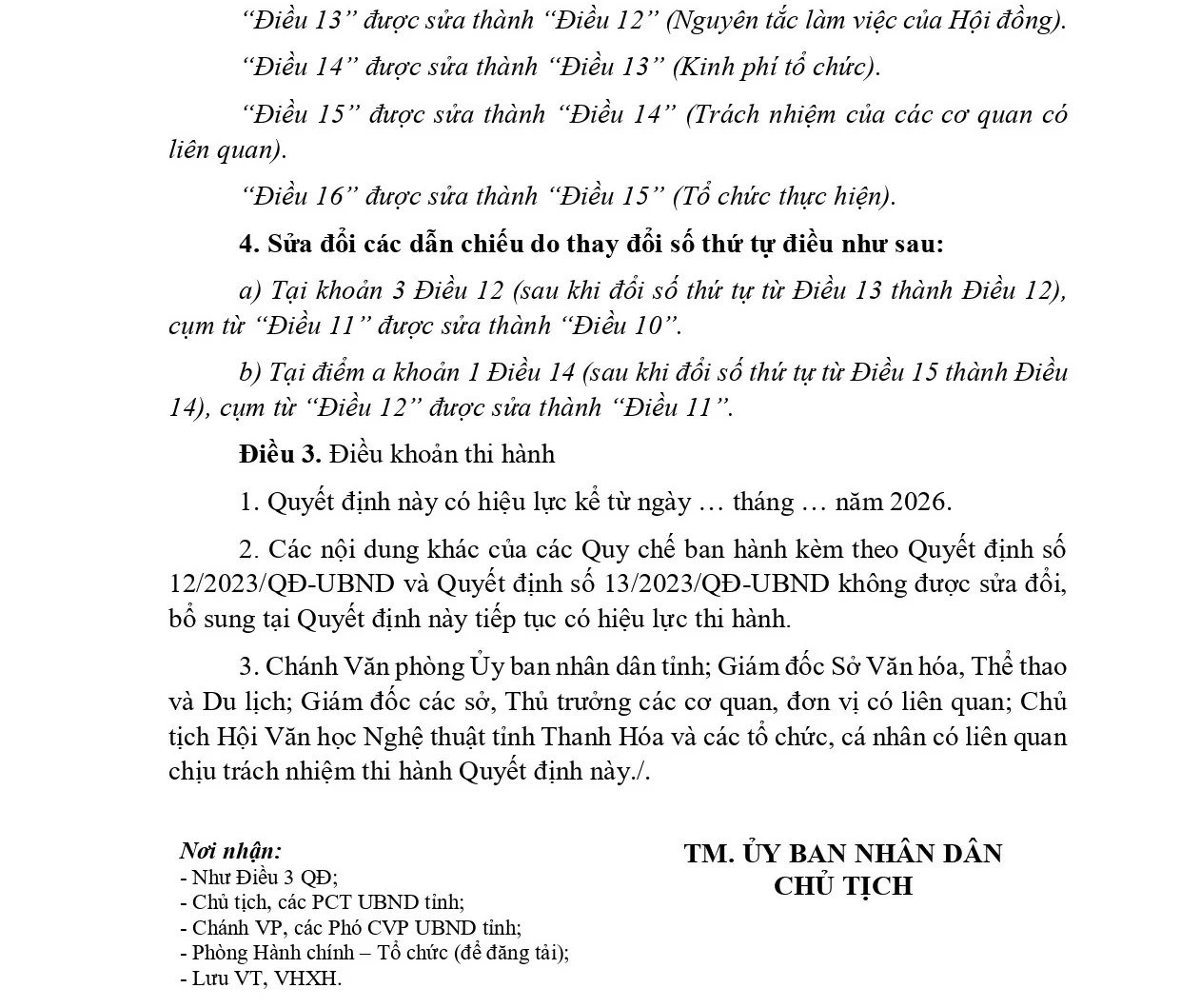 Dự thảo Quyết định sửa đổi, bổ sung một số điều của Quy chế xét Giải thưởng Văn học - Nghệ thuật Lê Thánh Tông