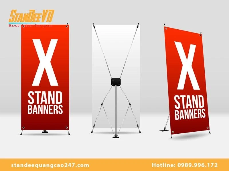 Standee Quảng Cáo 247 chuyên thiết kế standee chữ X đẹp & ấn tượng