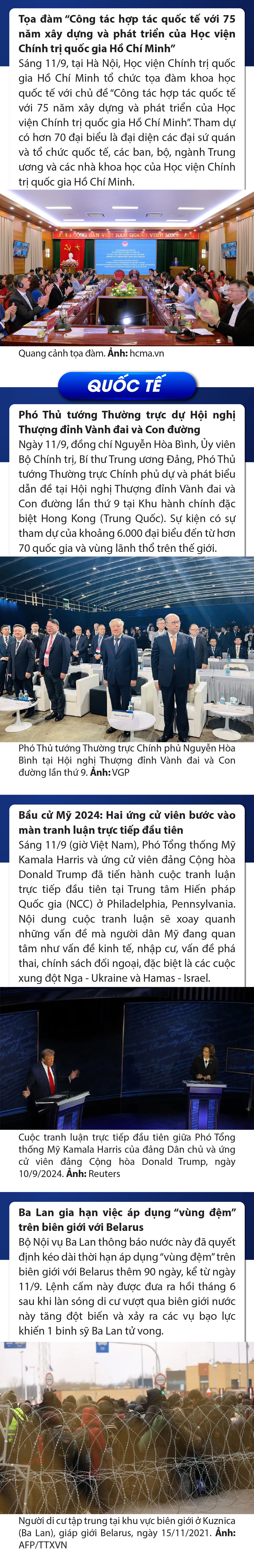 Sự kiện nổi bật trong nước, quốc tế ngày 11/9