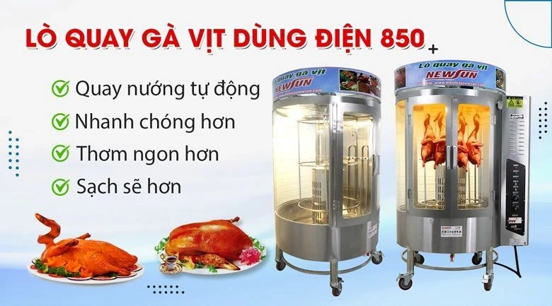 Top 4 lò quay gà vịt giá rẻ, chất lượng cao
