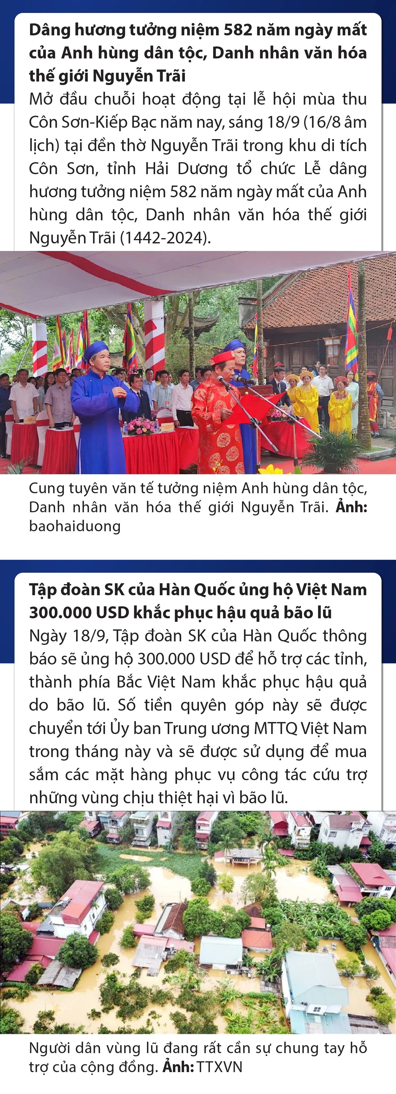 Sự kiện nổi bật trong nước, quốc tế ngày 18/9