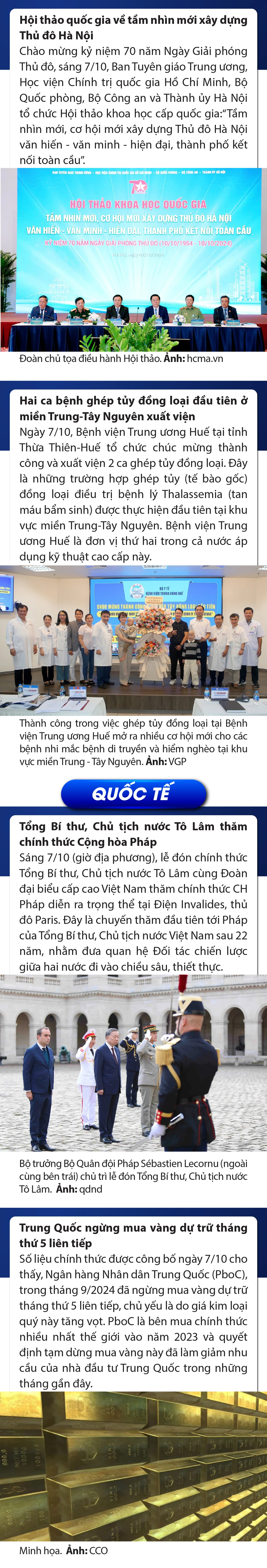 Sự kiện nổi bật trong nước, quốc tế ngày 7/10