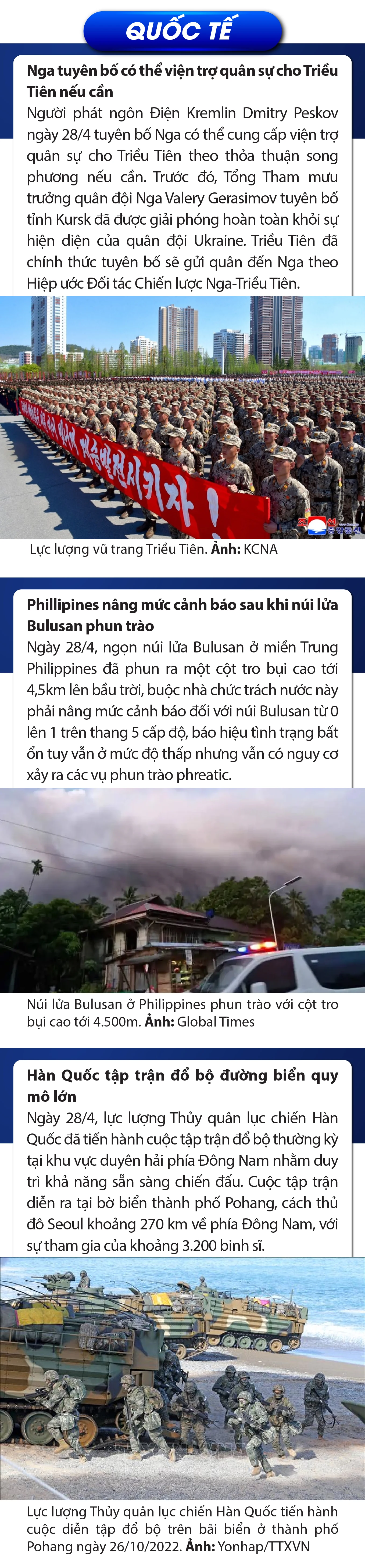 Sự kiện nổi bật trong nước, quốc tế ngày 28/4/2025