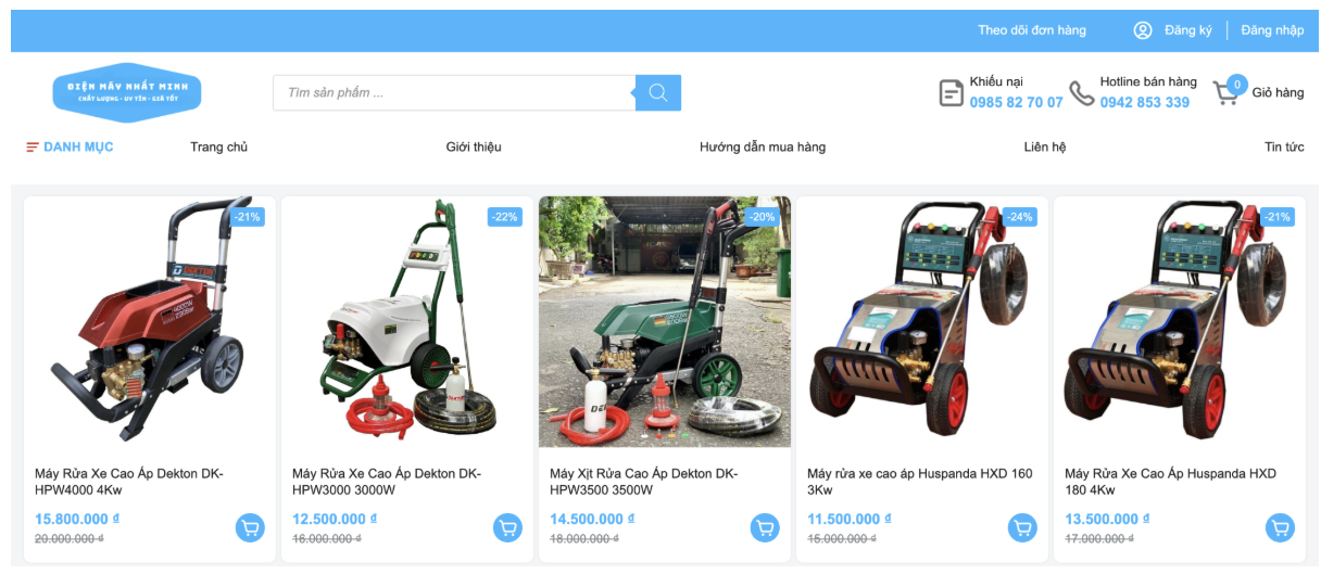 Top 5 máy rửa xe cao áp được ưa chuộng nhất tại Điện Máy Nhất Minh
