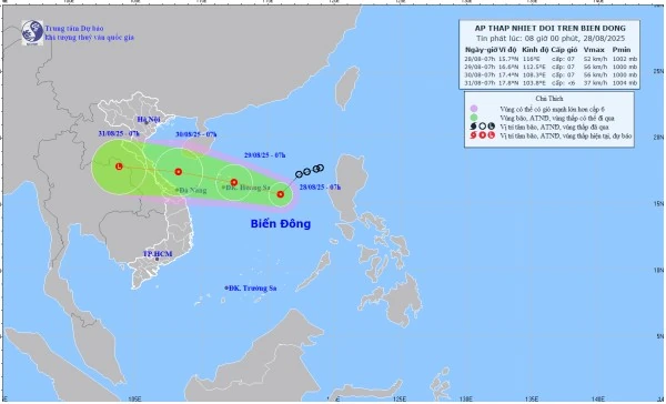 Áp thấp nhiệt đới mạnh lên trên biển, giật cấp 9