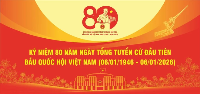 Mẫu biểu trưng chính thức kỷ niệm 80 năm Ngày Tổng tuyển cử đầu tiên