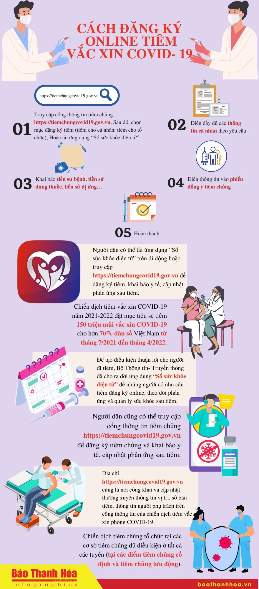 [Infographic] - Cách đăng ký online tiêm vắc xin COVID-19