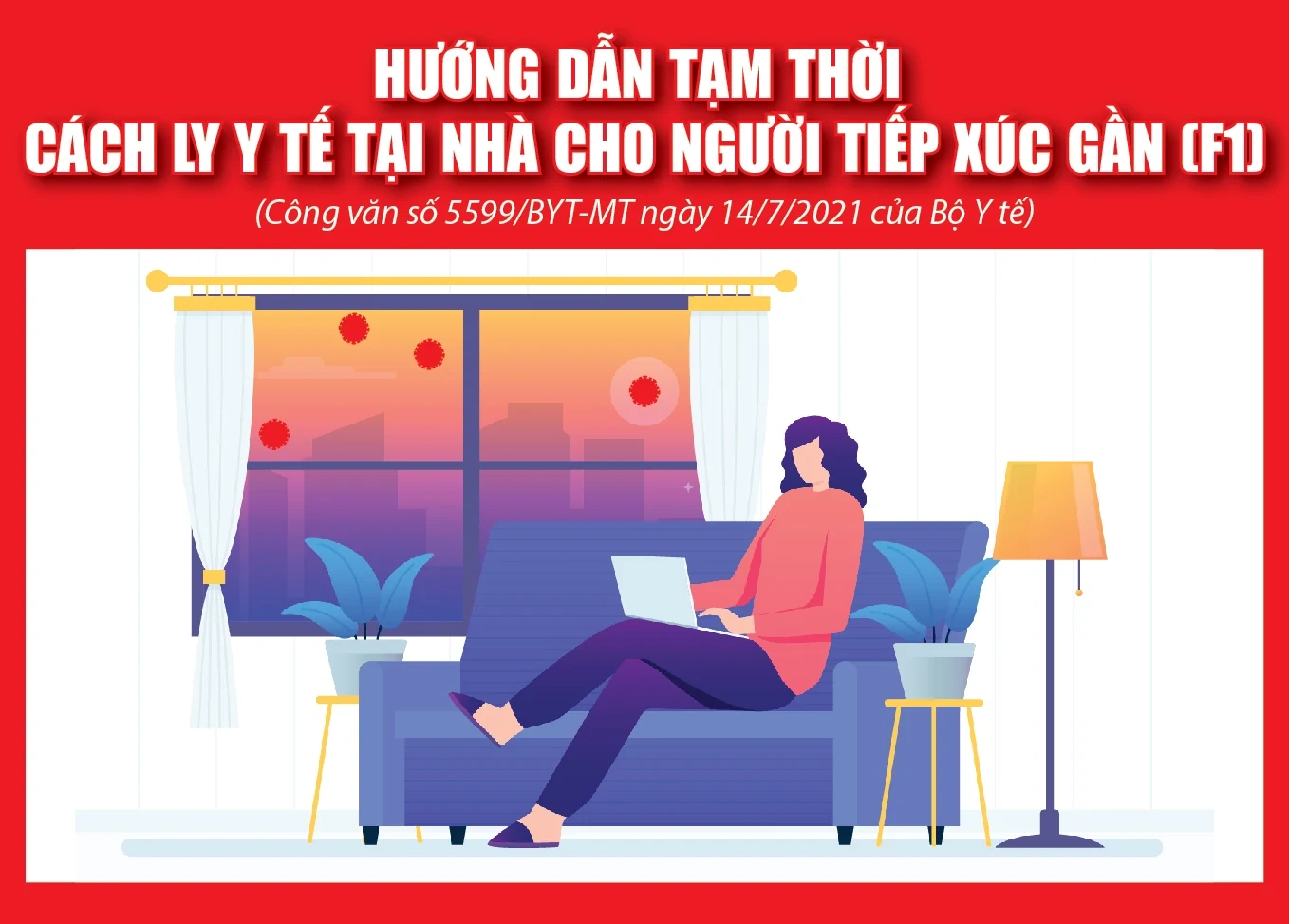 [Infographic] - Hướng dẫn tạm thời cách ly y tế tại nhà cho người tiếp xúc gần (F1)