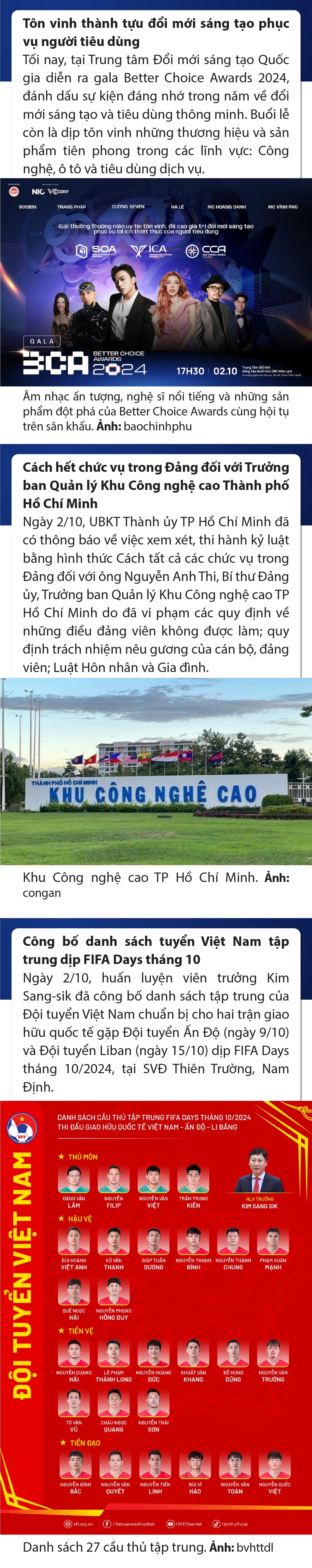 Sự kiện nổi bật trong nước, quốc tế ngày 2/10