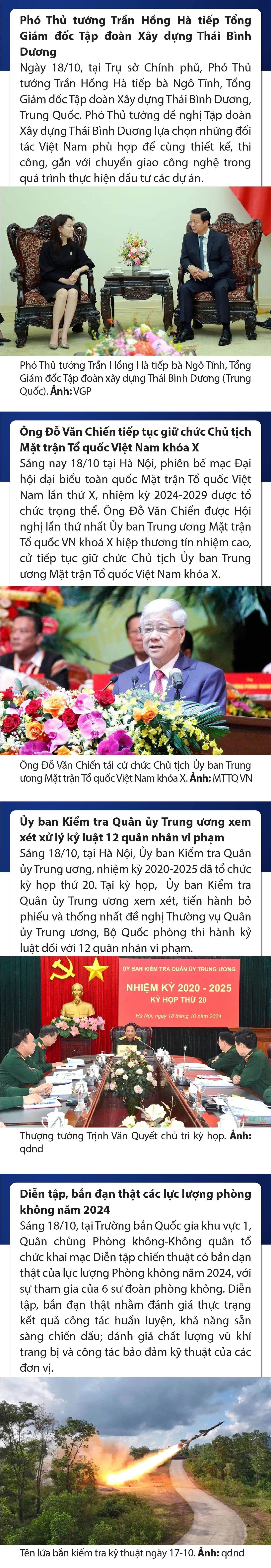 Sự kiện nổi bật trong nước, quốc tế ngày 18/10