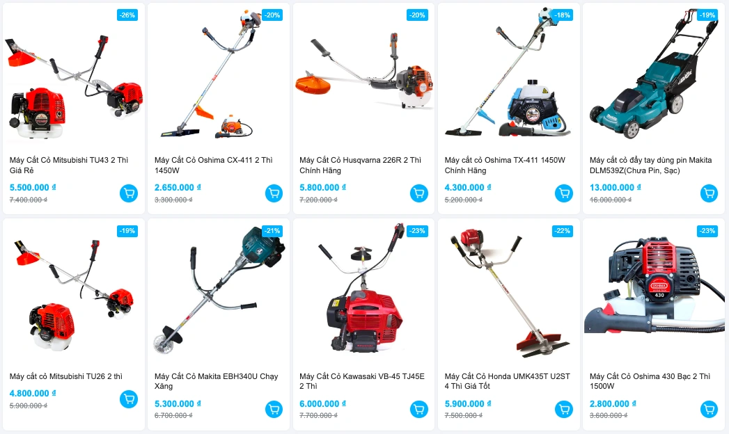 Máy cắt cỏ tại Nhất Minh Mart nhập khẩu chính hãng giá rẻ