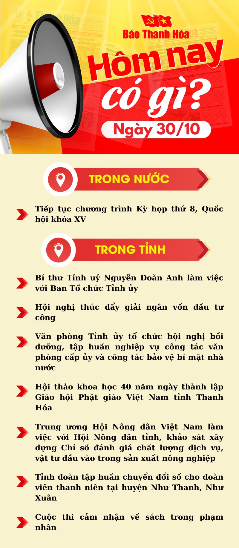Hôm nay có gì? - Sự kiện nổi bật ngày 30/10/2024