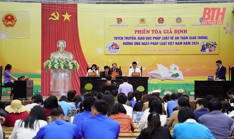 Viện KSND huyện Như Xuân tổ chức phiên toà giả định hưởng ứng Ngày Pháp luật Việt Nam
