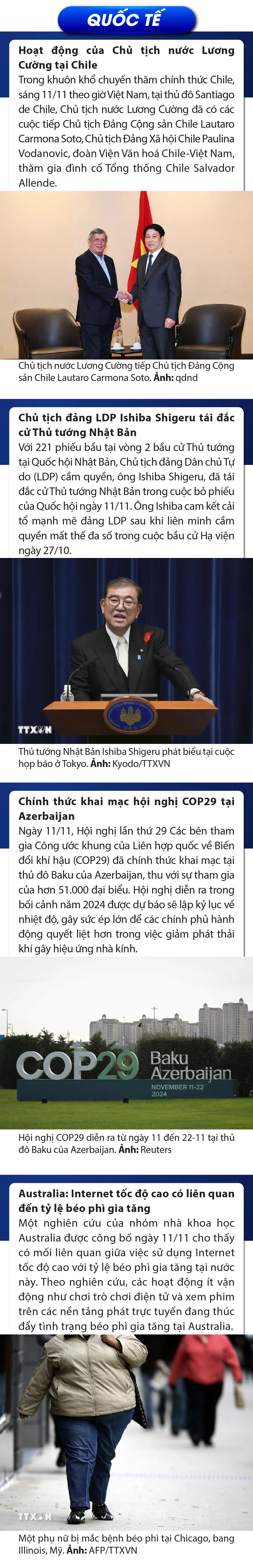 Sự kiện nổi bật trong nước, quốc tế ngày 11/11