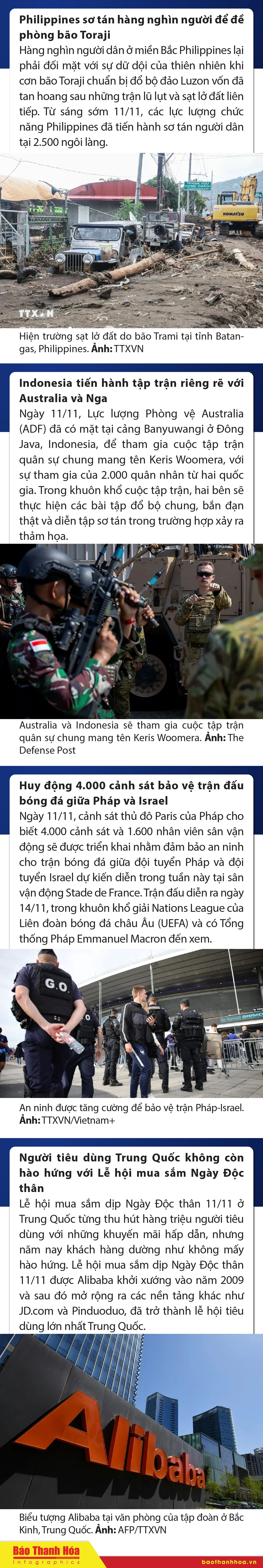 Sự kiện nổi bật trong nước, quốc tế ngày 11/11