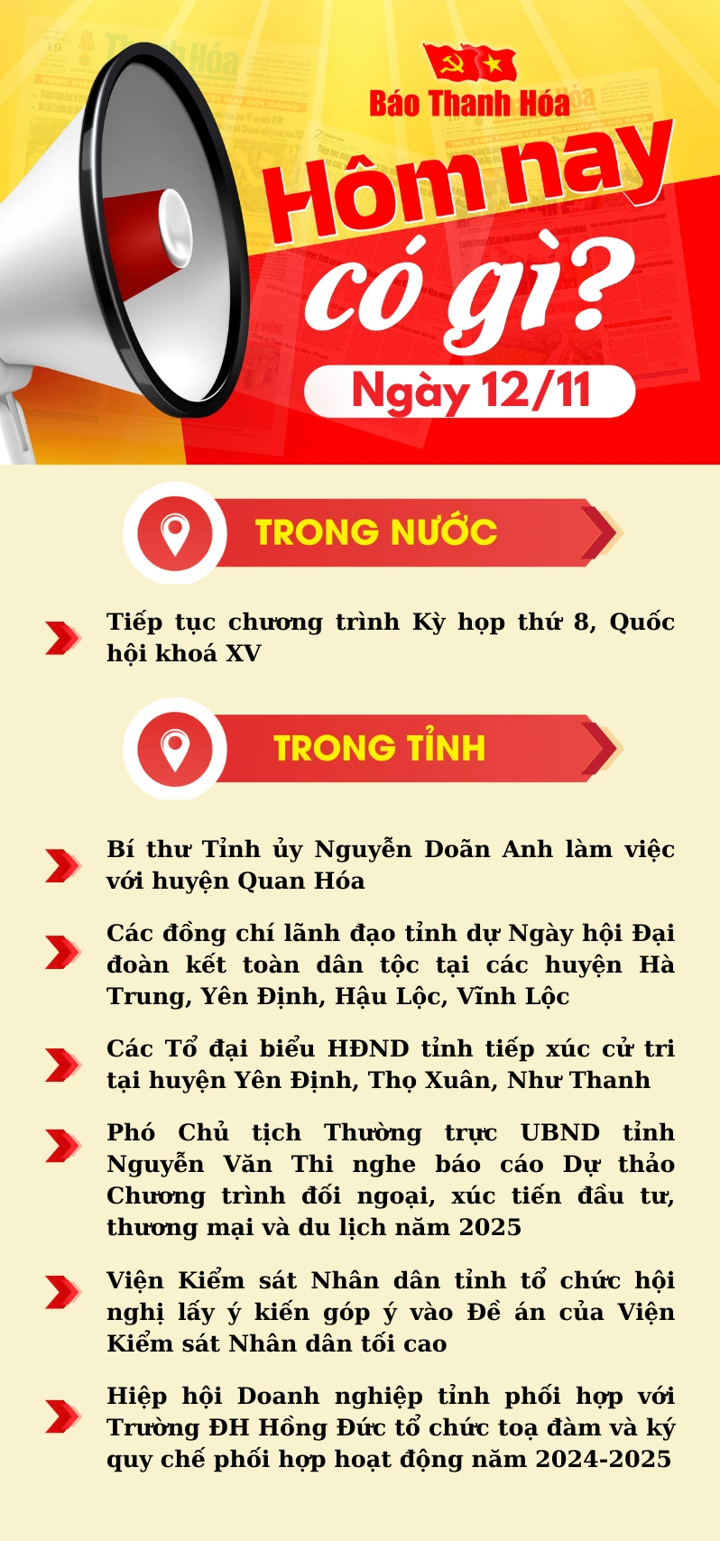Hôm nay có gì? - Sự kiện nổi bật ngày 12/11/2024